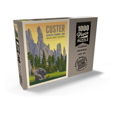 Darstellung des Puzzle Motivs Custer State Park, South Dakota, Vintage Poster 1000 Puzzle Schachtel Ansicht2