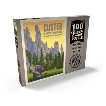 Darstellung des Puzzle Motivs Custer State Park, South Dakota, Vintage Poster 100 Puzzle Schachtel Ansicht2