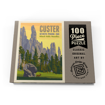 Darstellung des Puzzle Motivs Custer State Park, South Dakota, Vintage Poster 100 Puzzle Schachtel Ansicht3