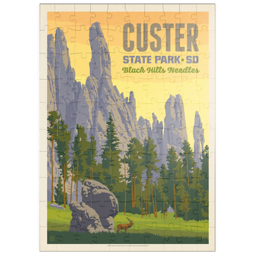 Darstellung des Puzzle Motivs puzzleplate Custer State Park, South Dakota, Vintage Poster 100 Puzzle