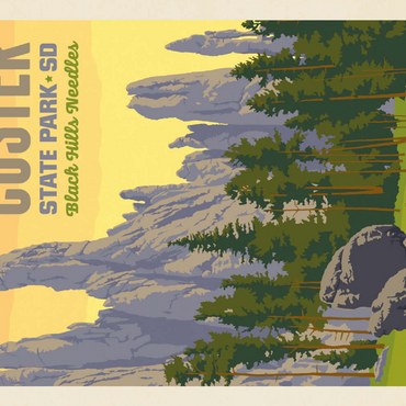 Darstellung des Puzzle Motivs Custer State Park, South Dakota, Vintage Poster 200 Puzzle 3D Modell