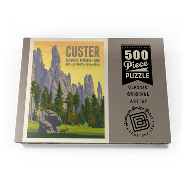Darstellung des Puzzle Motivs Custer State Park, South Dakota, Vintage Poster 500 Puzzle Schachtel Ansicht3