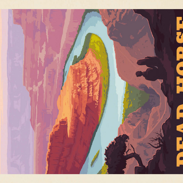 Darstellung des Puzzle Motivs Dead Horse Point State Park, Utah, Vintage Poster 200 Puzzle 3D Modell