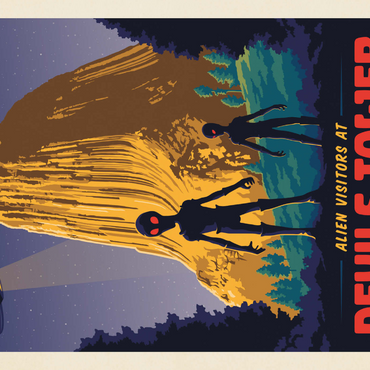 Darstellung des Puzzle Motivs Devils Tower, WY: Alien Visitation, Vintage Poster 1000 Puzzle 3D Modell