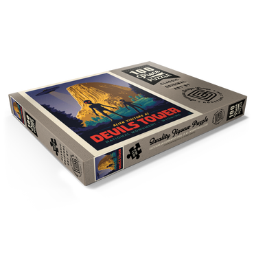 Darstellung des Puzzle Motivs Devils Tower, WY: Alien Visitation, Vintage Poster 100 Puzzle Schachtel Ansicht1