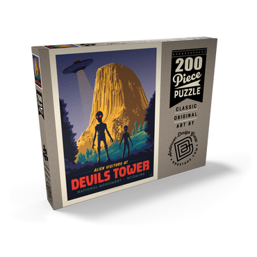 Darstellung des Puzzle Motivs Devils Tower, WY: Alien Visitation, Vintage Poster 200 Puzzle Schachtel Ansicht2