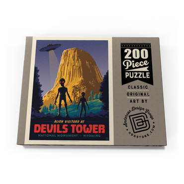 Darstellung des Puzzle Motivs Devils Tower, WY: Alien Visitation, Vintage Poster 200 Puzzle Schachtel Ansicht3