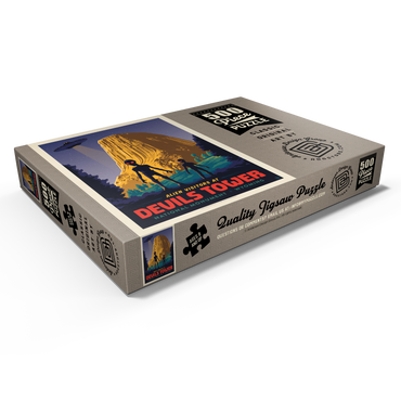 Darstellung des Puzzle Motivs Devils Tower, WY: Alien Visitation, Vintage Poster 500 Puzzle Schachtel Ansicht1