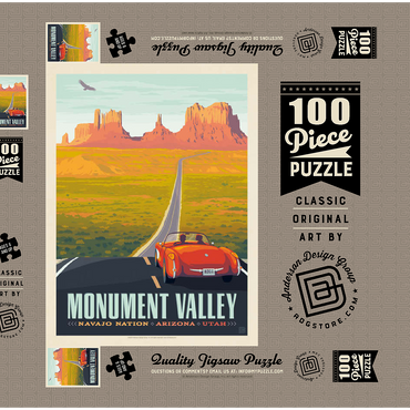 Darstellung des Puzzle Motivs Monument Valley: Hwy 163, Vintage Poster 100 Puzzle Schachtel 3D Modell
