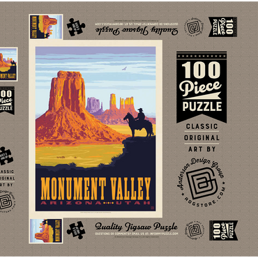Darstellung des Puzzle Motivs Monument Valley: Cowboy Ranger, Vintage Poster 100 Puzzle Schachtel 3D Modell
