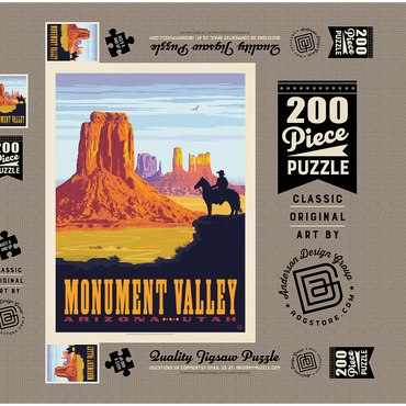 Darstellung des Puzzle Motivs Monument Valley: Cowboy Ranger, Vintage Poster 200 Puzzle Schachtel 3D Modell