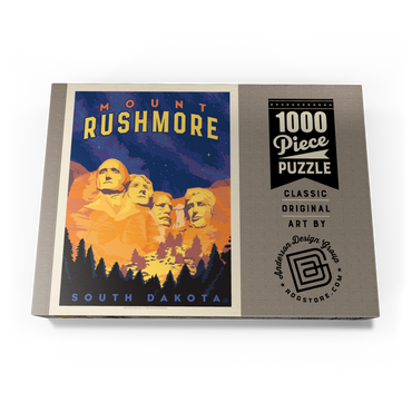 Darstellung des Puzzle Motivs Mt Rushmore National Memorial: At Night, Vintage Poster 1000 Puzzle Schachtel Ansicht3