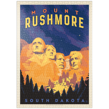 Darstellung des Puzzle Motivs puzzleplate Mt Rushmore National Memorial: At Night, Vintage Poster 1000 Puzzle