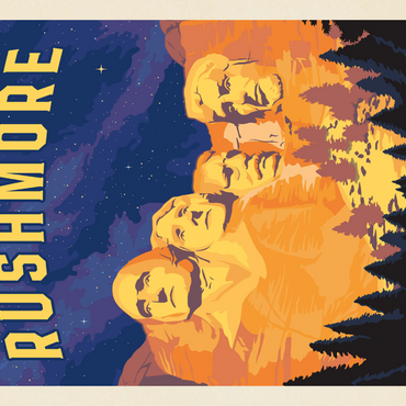 Darstellung des Puzzle Motivs Mt Rushmore National Memorial: At Night, Vintage Poster 1000 Puzzle 3D Modell