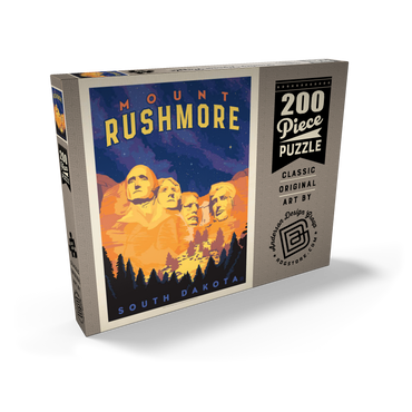 Darstellung des Puzzle Motivs Mt Rushmore National Memorial: At Night, Vintage Poster 200 Puzzle Schachtel Ansicht2