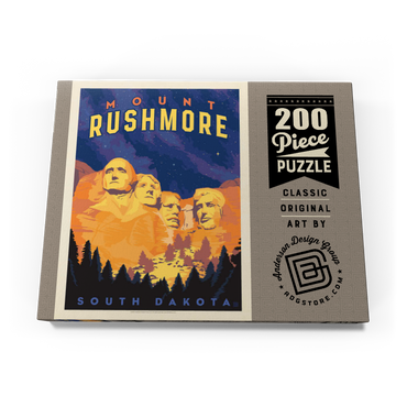 Darstellung des Puzzle Motivs Mt Rushmore National Memorial: At Night, Vintage Poster 200 Puzzle Schachtel Ansicht3
