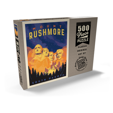 Darstellung des Puzzle Motivs Mt Rushmore National Memorial: At Night, Vintage Poster 500 Puzzle Schachtel Ansicht2