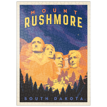 Darstellung des Puzzle Motivs puzzleplate Mt Rushmore National Memorial: At Night, Vintage Poster 500 Puzzle