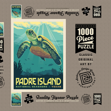 Darstellung des Puzzle Motivs Padre Island National Seashore, Texas, Vintage Poster 1000 Puzzle Schachtel 3D Modell