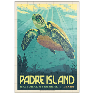 Darstellung des Puzzle Motivs puzzleplate Padre Island National Seashore, Texas, Vintage Poster 100 Puzzle