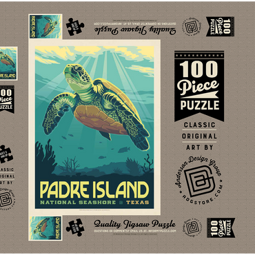 Darstellung des Puzzle Motivs Padre Island National Seashore, Texas, Vintage Poster 100 Puzzle Schachtel 3D Modell