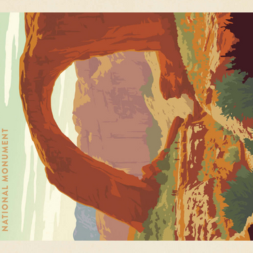 Darstellung des Puzzle Motivs Rainbow Bridge National Monument, Vintage Poster 100 Puzzle 3D Modell