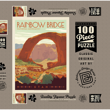 Darstellung des Puzzle Motivs Rainbow Bridge National Monument, Vintage Poster 100 Puzzle Schachtel 3D Modell