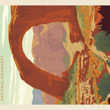 Darstellung des Puzzle Motivs Rainbow Bridge National Monument, Vintage Poster 500 Puzzle 3D Modell