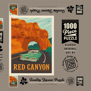 Darstellung des Puzzle Motivs Red Canyon, Utah, Vintage Poster 1000 Puzzle Schachtel 3D Modell