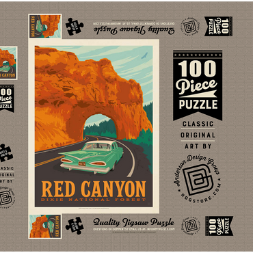 Darstellung des Puzzle Motivs Red Canyon, Utah, Vintage Poster 100 Puzzle Schachtel 3D Modell