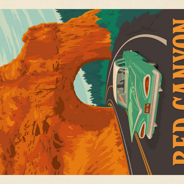 Darstellung des Puzzle Motivs Red Canyon, Utah, Vintage Poster 500 Puzzle 3D Modell