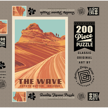 Darstellung des Puzzle Motivs Coyote Buttes, AZ: Inside The Wave, Vintage Poster 200 Puzzle Schachtel 3D Modell