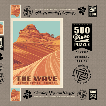 Darstellung des Puzzle Motivs Coyote Buttes, AZ: Inside The Wave, Vintage Poster 500 Puzzle Schachtel 3D Modell