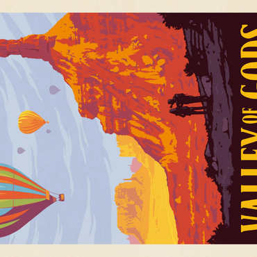 Darstellung des Puzzle Motivs Valley Of The Gods, Utah, Vintage Poster 100 Puzzle 3D Modell