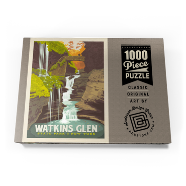 Darstellung des Puzzle Motivs Watkins Glen State Park, New York, Vintage Poster 1000 Puzzle Schachtel Ansicht3