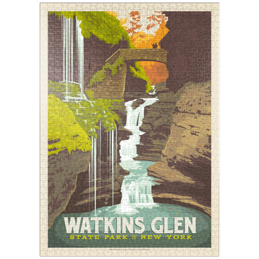 Darstellung des Puzzle Motivs puzzleplate Watkins Glen State Park, New York, Vintage Poster 1000 Puzzle
