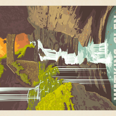 Darstellung des Puzzle Motivs Watkins Glen State Park, New York, Vintage Poster 100 Puzzle 3D Modell