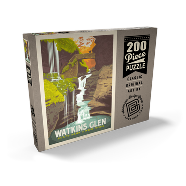 Darstellung des Puzzle Motivs Watkins Glen State Park, New York, Vintage Poster 200 Puzzle Schachtel Ansicht2