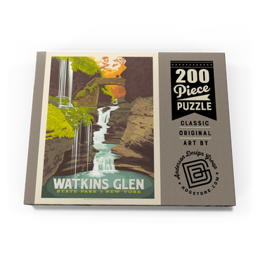 Darstellung des Puzzle Motivs Watkins Glen State Park, New York, Vintage Poster 200 Puzzle Schachtel Ansicht3