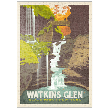Darstellung des Puzzle Motivs puzzleplate Watkins Glen State Park, New York, Vintage Poster 500 Puzzle