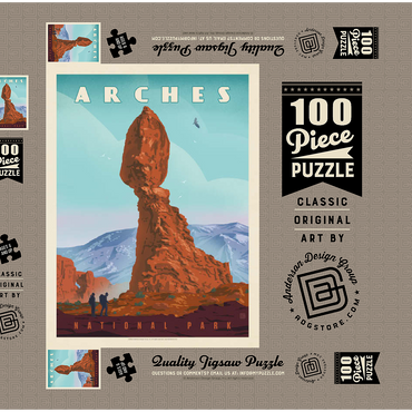 Darstellung des Puzzle Motivs Arches National Park: Balanced Rock, Vintage Poster 100 Puzzle Schachtel 3D Modell