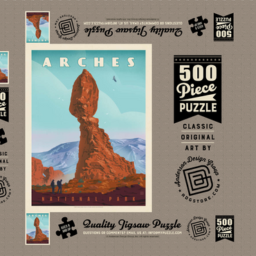 Darstellung des Puzzle Motivs Arches National Park: Balanced Rock, Vintage Poster 500 Puzzle Schachtel 3D Modell
