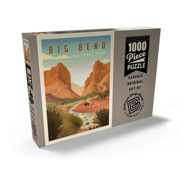 Darstellung des Puzzle Motivs Big Bend National Park: Black Bears, Vintage Poster 1000 Puzzle Schachtel Ansicht2