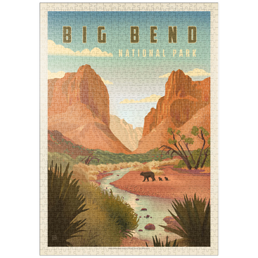 Darstellung des Puzzle Motivs puzzleplate Big Bend National Park: Black Bears, Vintage Poster 1000 Puzzle