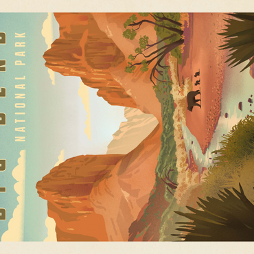 Darstellung des Puzzle Motivs Big Bend National Park: Black Bears, Vintage Poster 1000 Puzzle 3D Modell