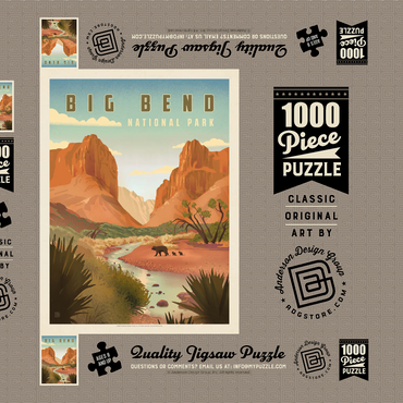Darstellung des Puzzle Motivs Big Bend National Park: Black Bears, Vintage Poster 1000 Puzzle Schachtel 3D Modell