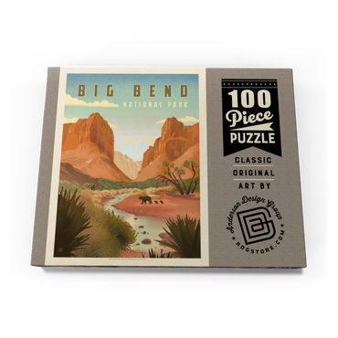 Darstellung des Puzzle Motivs Big Bend National Park: Black Bears, Vintage Poster 100 Puzzle Schachtel Ansicht3