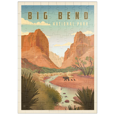 Darstellung des Puzzle Motivs puzzleplate Big Bend National Park: Black Bears, Vintage Poster 100 Puzzle