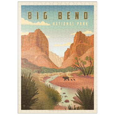 Darstellung des Puzzle Motivs puzzleplate Big Bend National Park: Black Bears, Vintage Poster 500 Puzzle