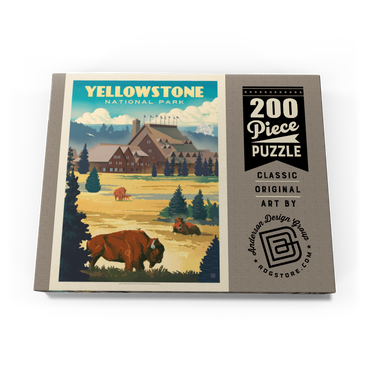 Darstellung des Puzzle Motivs Yellowstone National Park: Old Faithful Inn Bisons, Vintage Poster 200 Puzzle Schachtel Ansicht3